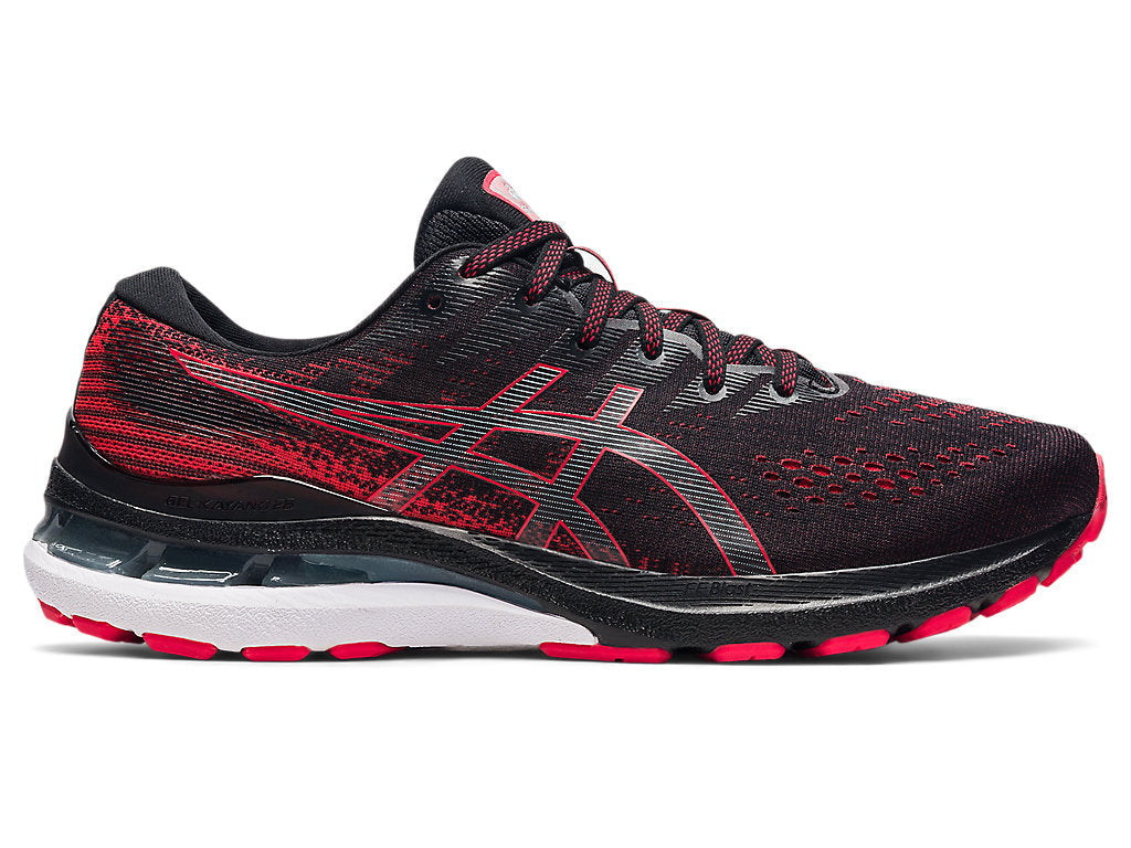 Men's Asics Gel-Kayano 28, Black/Electric Red, 13 D Medium