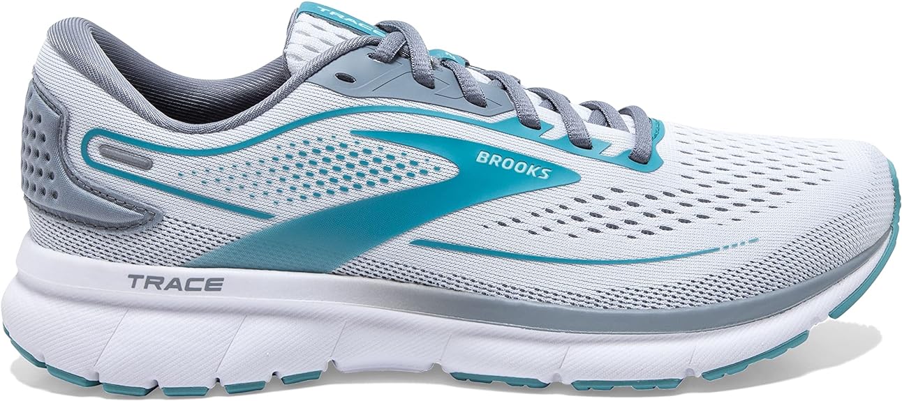 Women's Brooks Trace 2, White/Grey/Porcelain, 8 B Medium