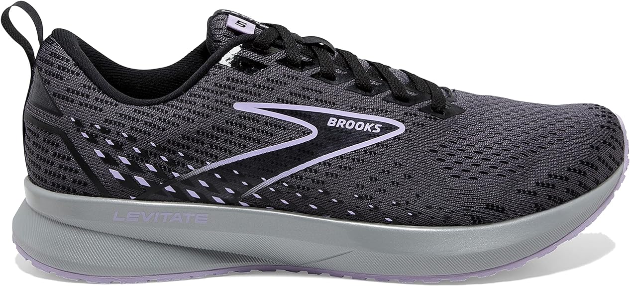 Women's Brooks Levitate 5, Ebony/Black/Lilac, 11 B Medium