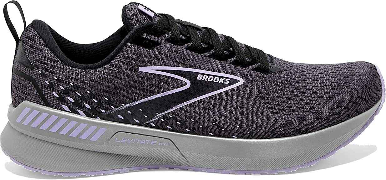 Women's Brooks Levitate GTS 5, Ebony/Black/Lilac, 9 B Medium