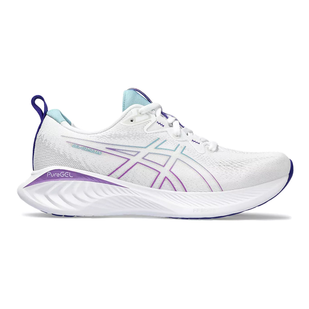Women's Asics Gel-Cumulus 25, White/Gris Blue, 10 B Medium