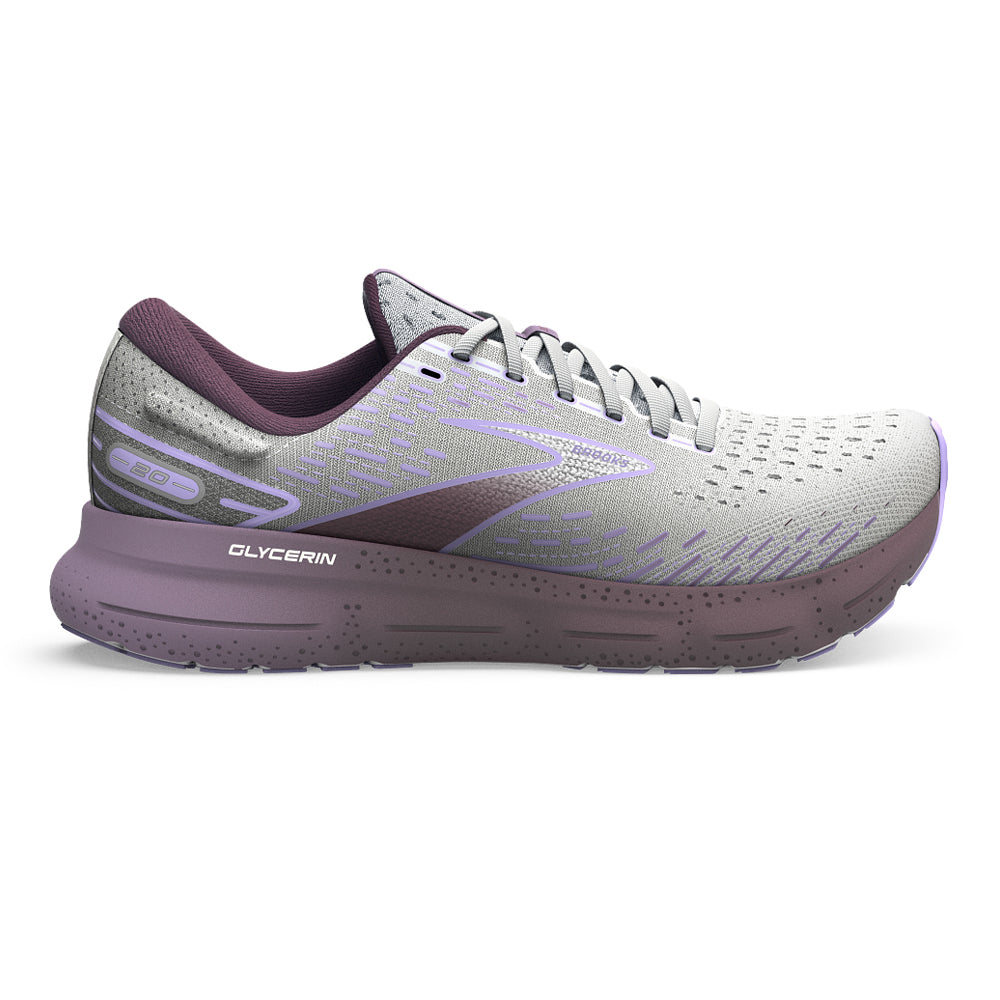 Women's Brooks Glycerin 20, White/Orchid/Lavender, 11 B Medium