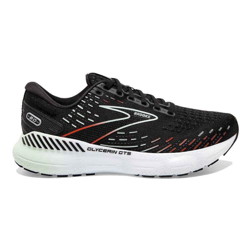 Women's Brooks Glycerin GTS 20, Black/Red/Opal, 10 B Medium