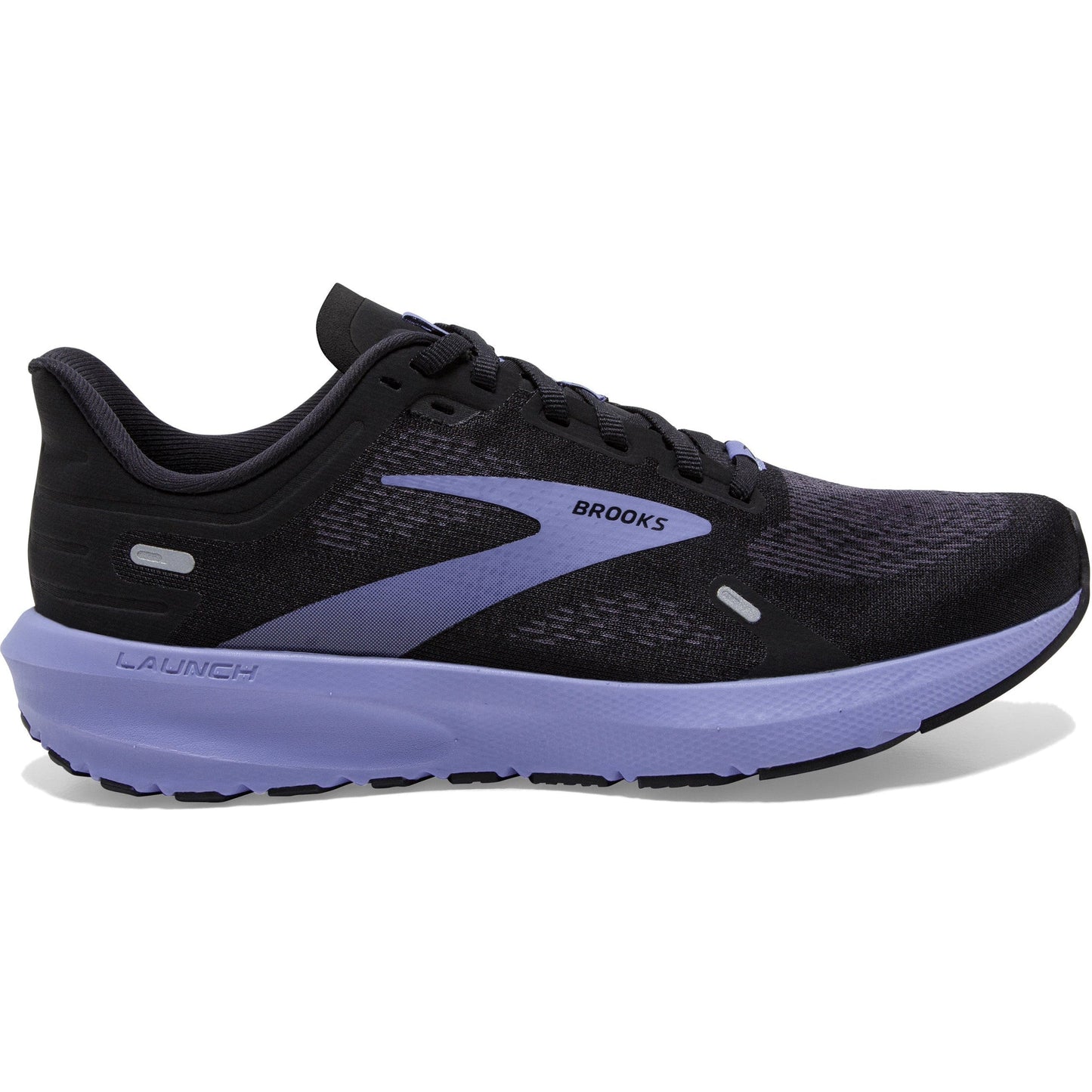 Women's Brooks Launch 9, Black/Ebony/Purple, 8 D Wide