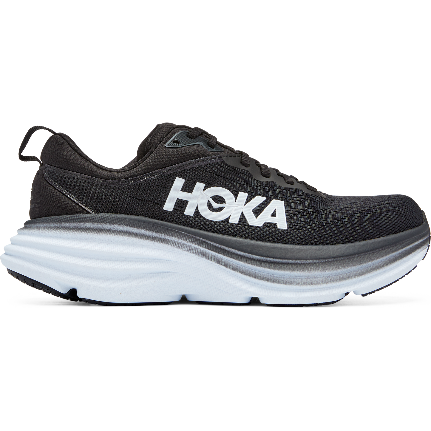 Women's Hoka One One Bondi 8, Black/White, 6.5 B Medium