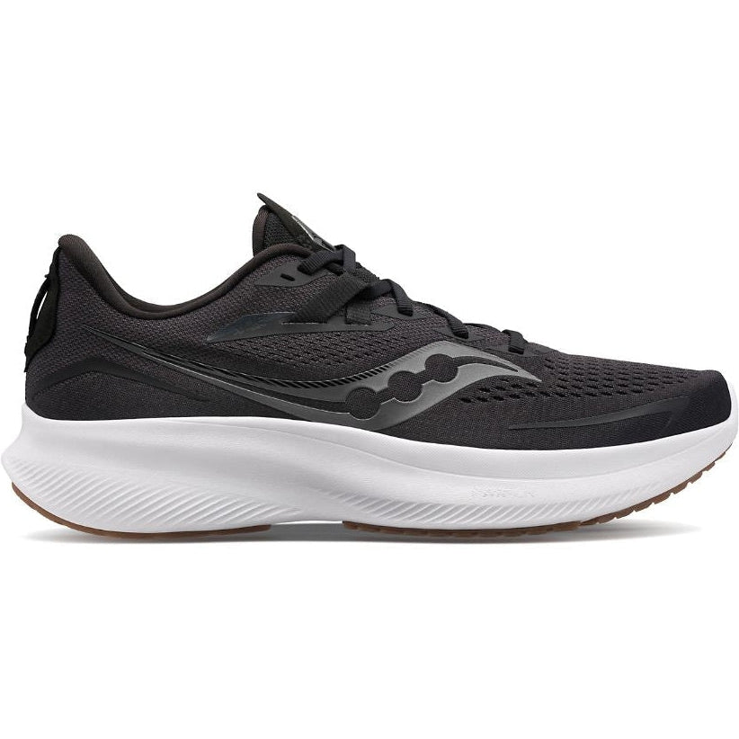 Women's Saucony Ride 15, Black/Gum, 7.5 B Medium