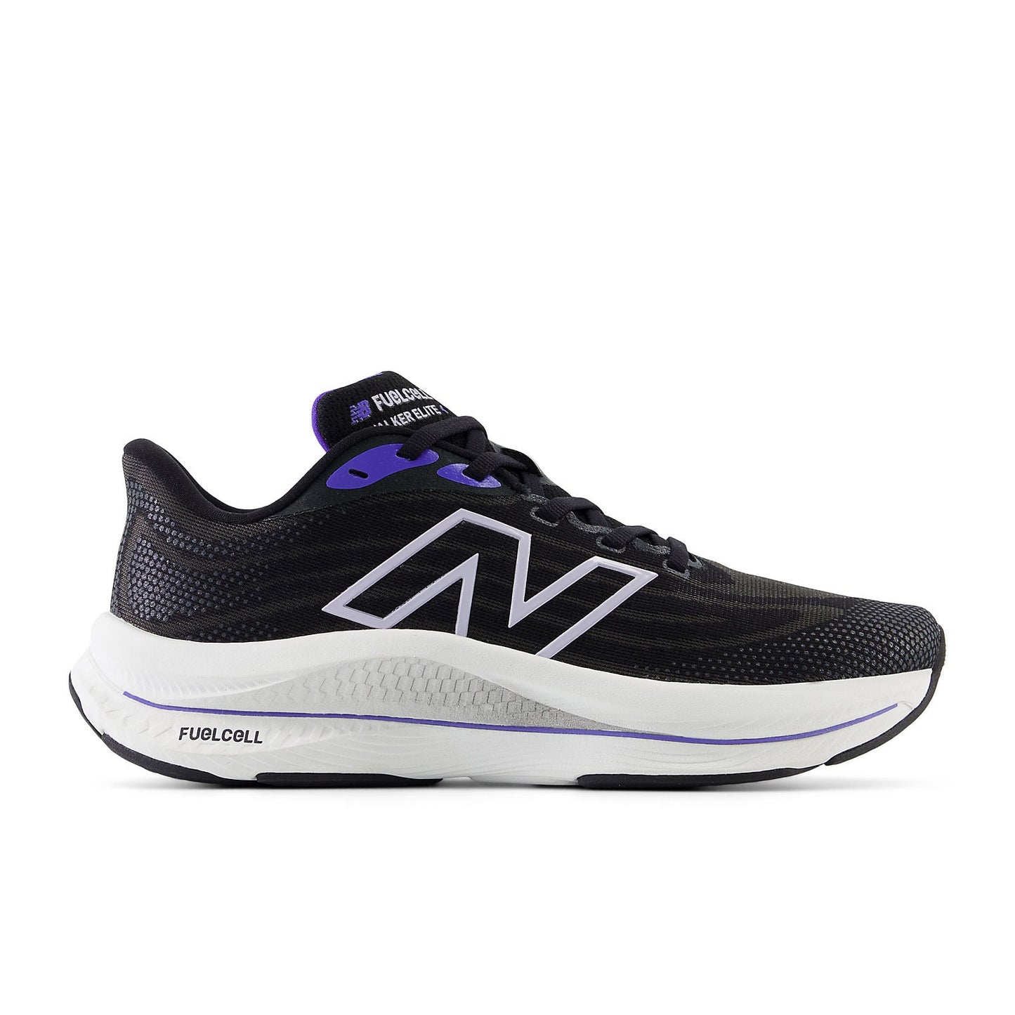 Women's New Balance FuelCell Walker Elite, Black/Electric Indigo/Grey Violet, 10 B Medium