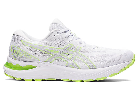 Women's Asics Gel-Cumulus 23, White/Lime Green, 6 B Medium