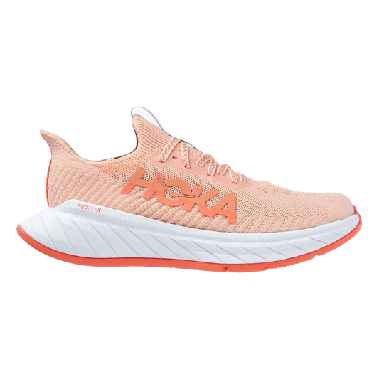 Women's Hoka One One Carbon X 3, Peach Parfait/ Summer Song, 9.5 B Medium