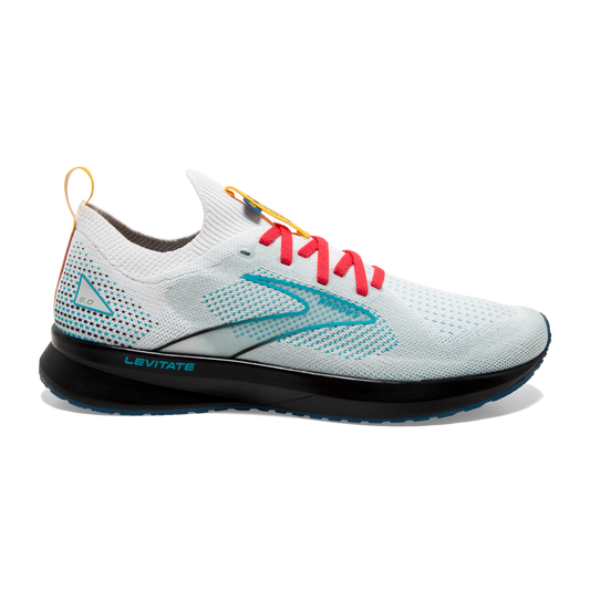 Women's Brooks Levitate Stealthfit 5, White/Luna/Bluebird, 8.5 B Medium