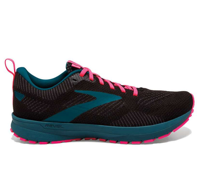 Women's Brooks Revel 5, Black/Blue/Pink, 6.5 B Medium