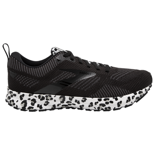 Women's Brooks Revel 5, Black/White/Silver, 8 B Medium