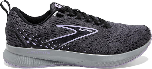 Women's Brooks Levitate 5, Ebony/Black/Lilac, 11 B Medium