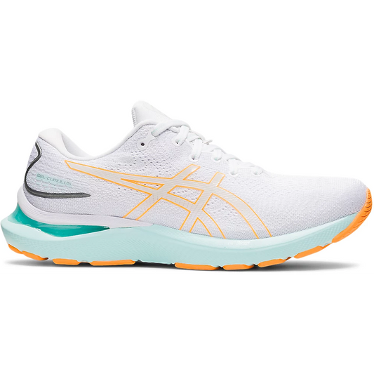 Women's Asics Gel-Cumulus 24, White/Orange Pop, 9 B Medium