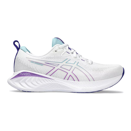 Women's Asics Gel-Cumulus 25, White/Gris Blue, 9.5 B Medium