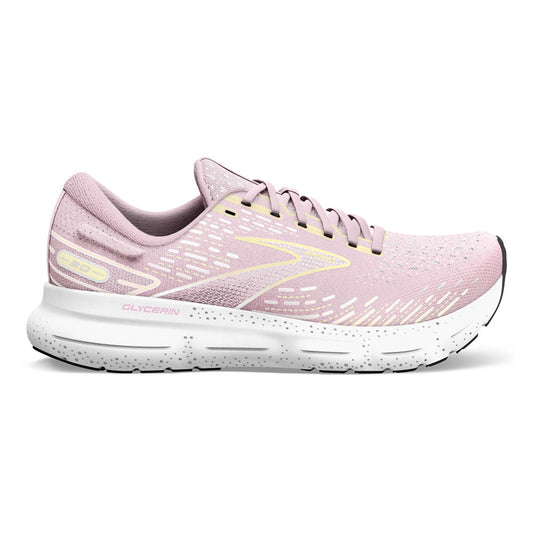 Women's Brooks Glycerin 20, Pink/Yellow/White, 8.5 B Medium