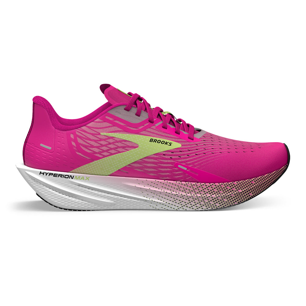 Women's Brooks Hyperion Max, Pink Glo/Green/Black, 9 B Medium