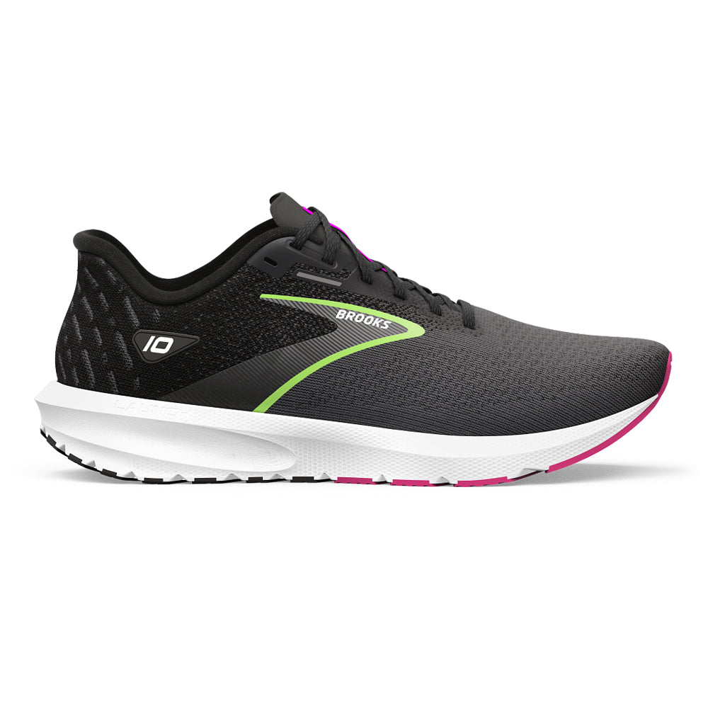 Women's Brooks Launch 10, Black/Blackened Pearl/Green, 9 B Medium