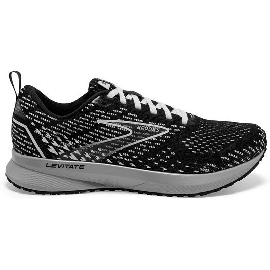 Women's Brooks Levitate 5, Black/Grey/White, 11 B Medium