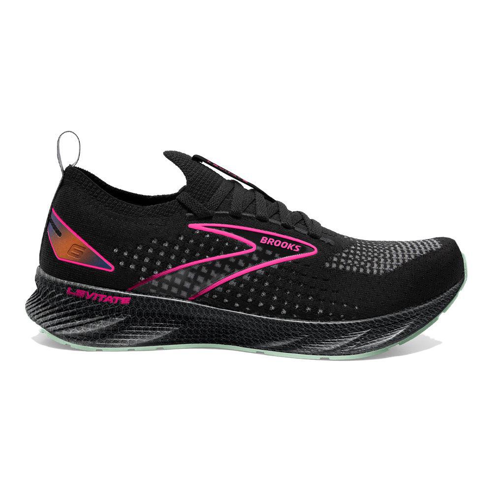 Women's Brooks Levitate StealthFit 6, Black/Pink, 9.5 B Medium