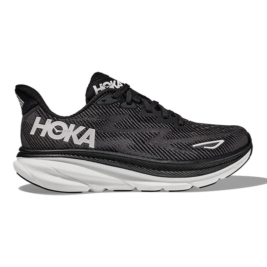 Women's Hoka One One Clifton 9, Black/White, 9.5 B Medium