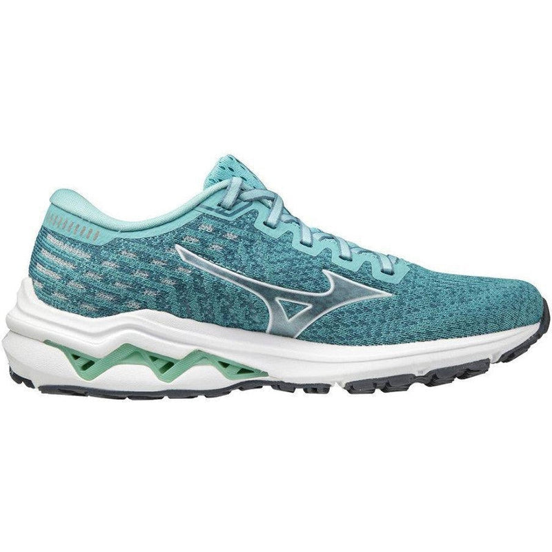 Women's Mizuno Wave Inspire 17 Waveknit, Dusty Turquoise/White, 7 B Medium