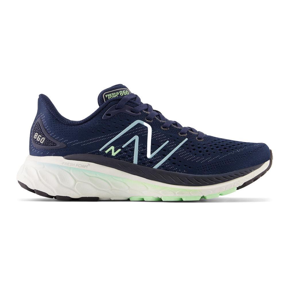 Women's New Balance Fresh Foam X 860v13, NB Navy/Bleach Blue/Green Aura, 7.5 B Medium