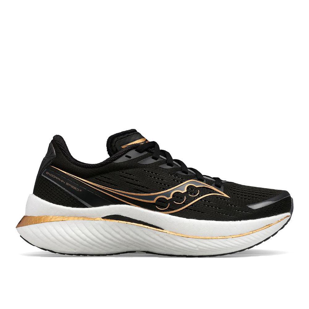 Women's Saucony Endorphin Speed 3, Black/Goldstruck, 8 B Medium